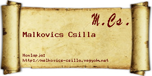Malkovics Csilla névjegykártya
